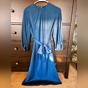 Who What Wear teal tie waist midi dress XS